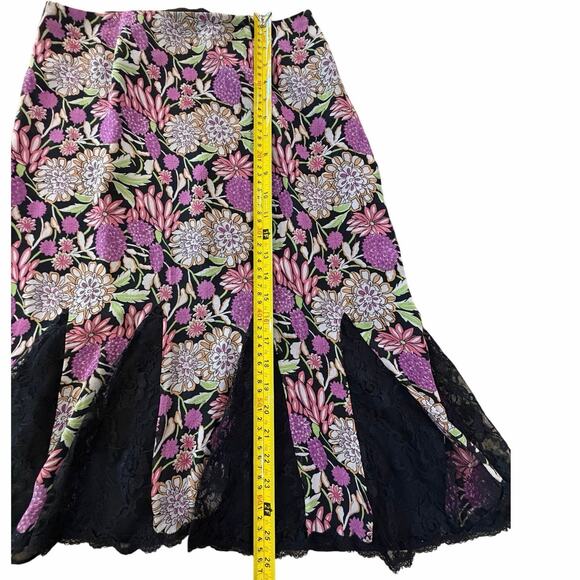 VTG Spenser Jeremy 100% Silk Skirt SZ 6 Floral Lace Fairy Whimsigoth Romantic - Picture 14 of 14